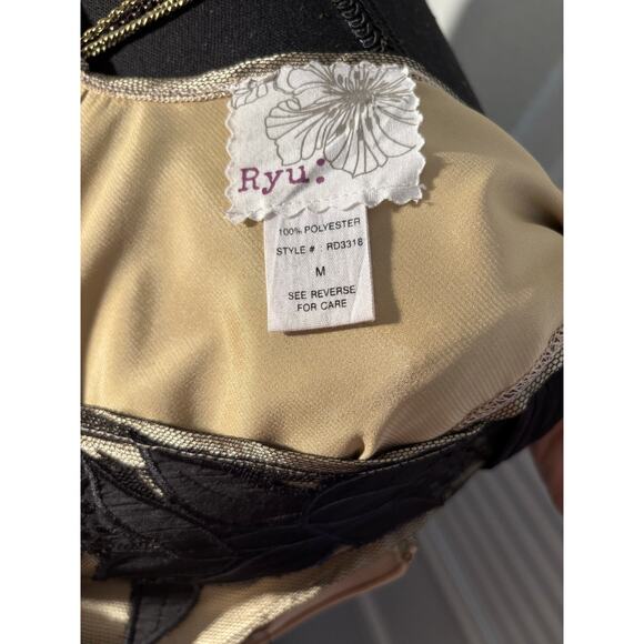 RYU NYE Holiday Gold & Black Tulle Embroidered Polka Dot Appliqué Flower Trim - Picture 6 of 10